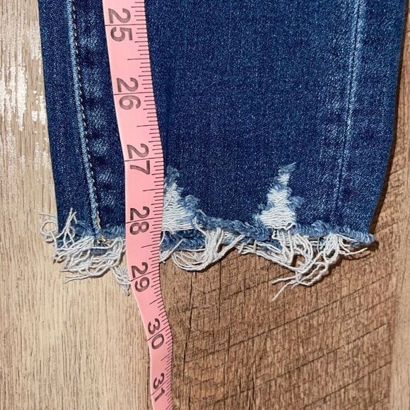 KanCan Womens Mid Rise Raw Cut Off Hem Distressed Skinny Ankle Jeans Blue Sz 29 - Picture 8 of 8